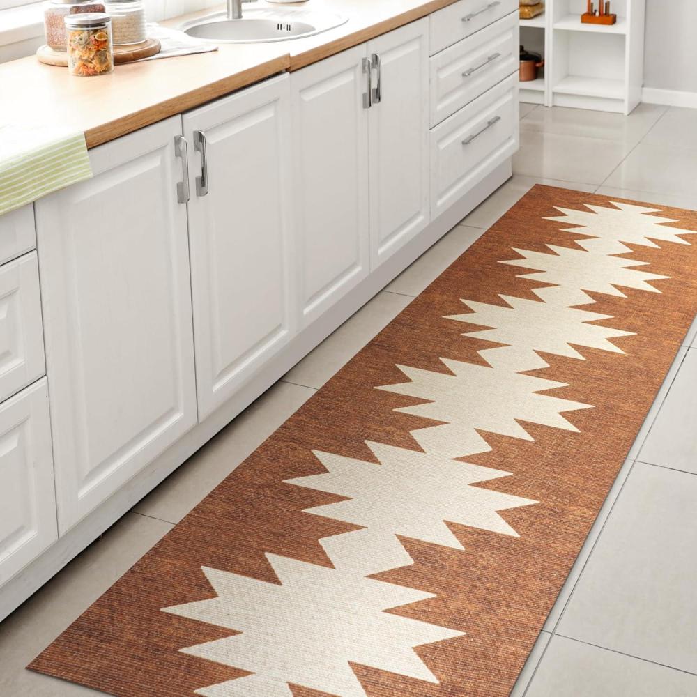 imageJONATHAN Y Machine Washable MossCream Indoor Area Rug 5X8 ft Chayton Minimalist Geometric for Living Room Bedroom Kitchen Office EasyCleaning PetFriendly NonShedding WSH110B5TerracottaCream