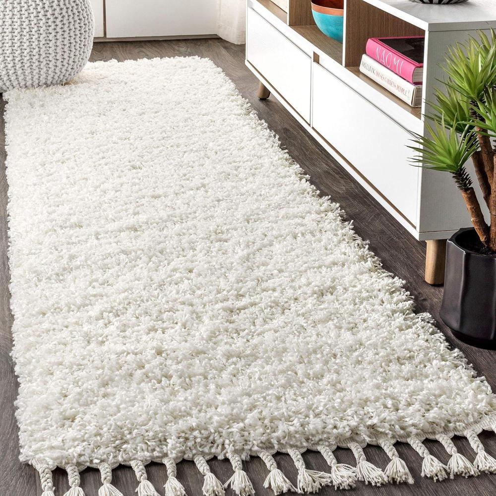 imageJONATHAN Y Mercer Shag Plush Tassel Cream Indoor Area Rug 8x10 Contemporary Modern EasyCleaning for Living Room Bedroom Kitchen Pet Friendly NonShedding MCR100D8White With Tassel