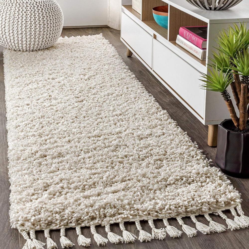 imageJONATHAN Y Mercer Shag Plush Tassel Cream Indoor Area Rug 8x10 Contemporary Modern EasyCleaning for Living Room Bedroom Kitchen Pet Friendly NonShedding MCR100D8Cream With Tassel