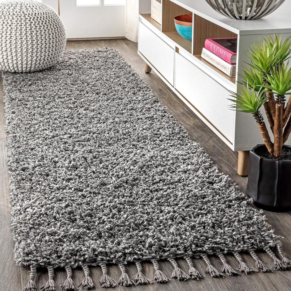 imageJONATHAN Y Mercer Shag Plush Tassel Cream Indoor Area Rug 8x10 Contemporary Modern EasyCleaning for Living Room Bedroom Kitchen Pet Friendly NonShedding MCR100D8Charcoal With Tassel