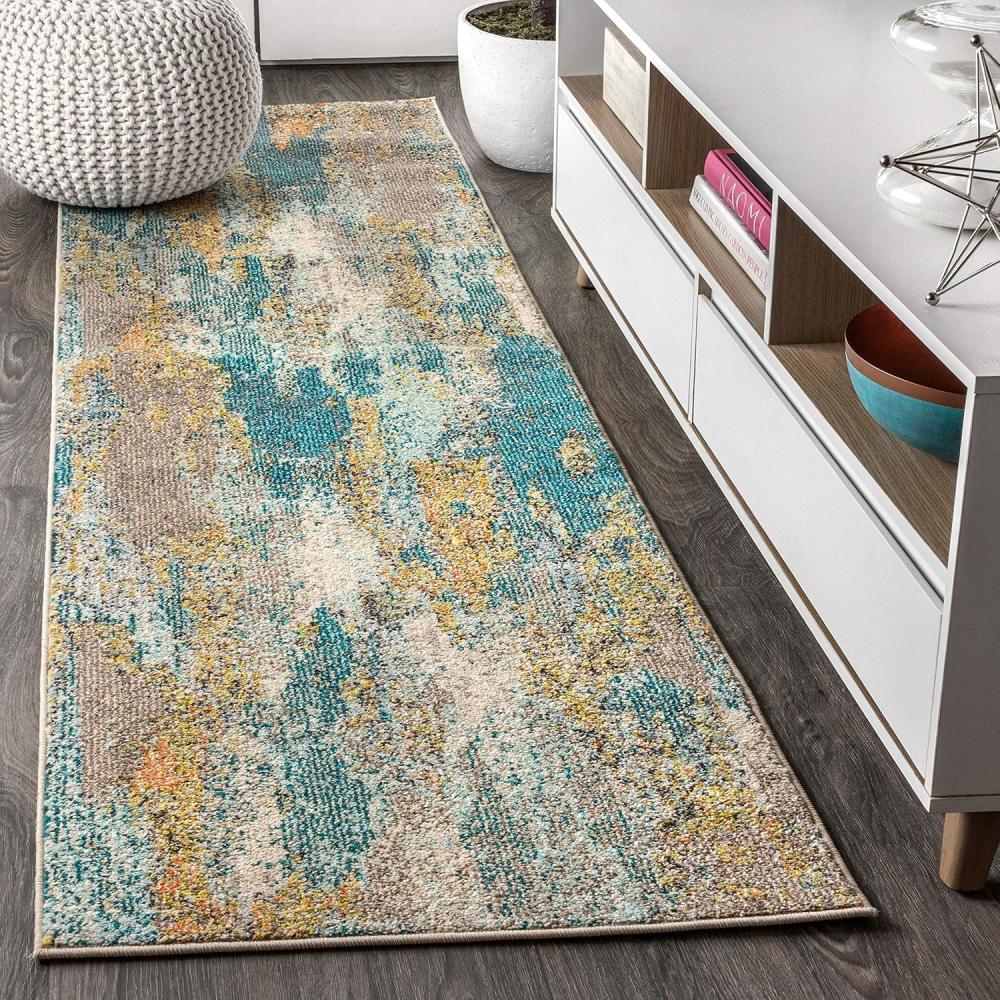 imageJONATHAN Y Modern Abstract Vintage Waterfall BlueBrownOrange Indoor Area Rug 8x10 Contemporary POP EasyCleaning for Living Room Bedroom Kitchen Pet Friendly NonShedding CTP106A8BlueBrownOrange