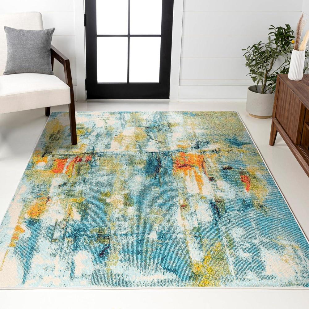 imageJONATHAN Y Modern Abstract Waterfall BlueCream Indoor Area Rug 8x10 Contemporary POP Transitional EasyCleaning for Living Room Bedroom Kitchen Pet Friendly NonShedding CTP100A84 x 6 Rectangular