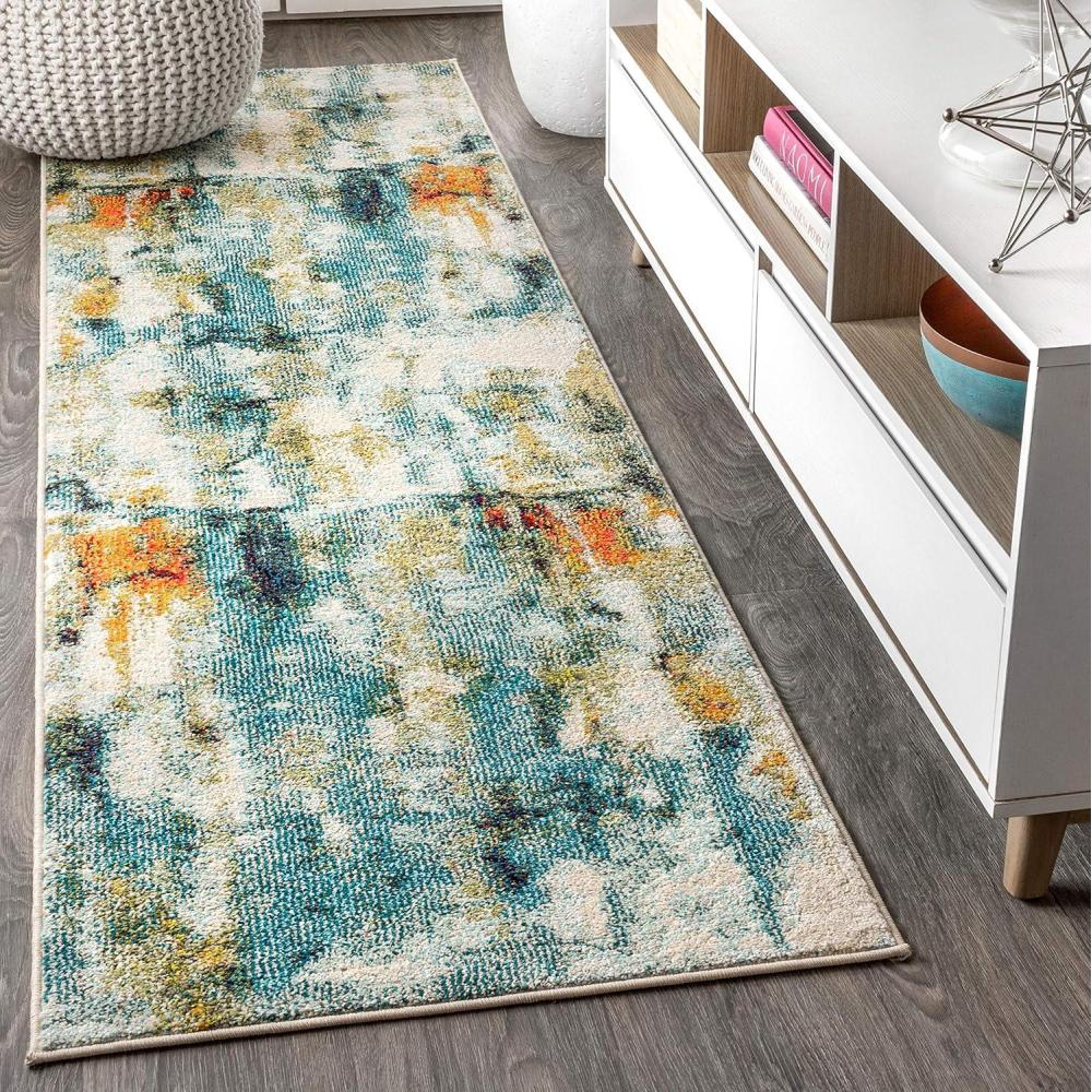 imageJONATHAN Y Modern Abstract Waterfall BlueCream Indoor Area Rug 8x10 Contemporary POP Transitional EasyCleaning for Living Room Bedroom Kitchen Pet Friendly NonShedding CTP100A823 x 8 Runner