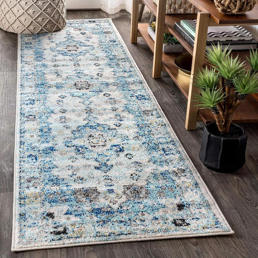 imageJONATHAN Y Modern Boho Vintage Medallion CreamBlue Indoor Area Rug 8x10 Bohemian Traditional EasyCleaning for Living Room Bedroom Kitchen Pet Friendly NonShedding MDP202A823 x 8 Runner