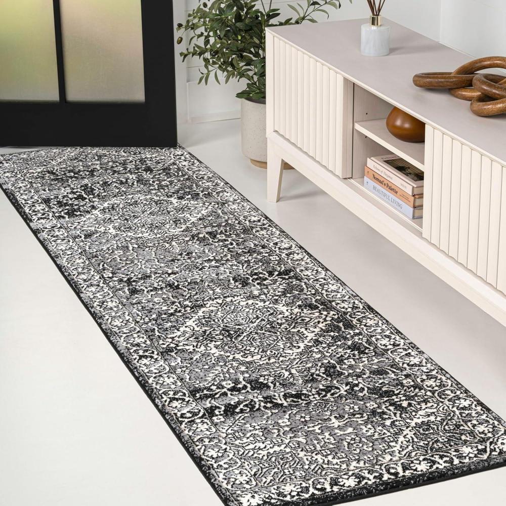 imageJONATHAN Y Modern Vintage Medallion Light Gray Indoor Area Rug 8x10 Country Floral EasyCleaning for Living Room Bedroom Kitchen Pet Friendly NonShedding MDP100A8Black