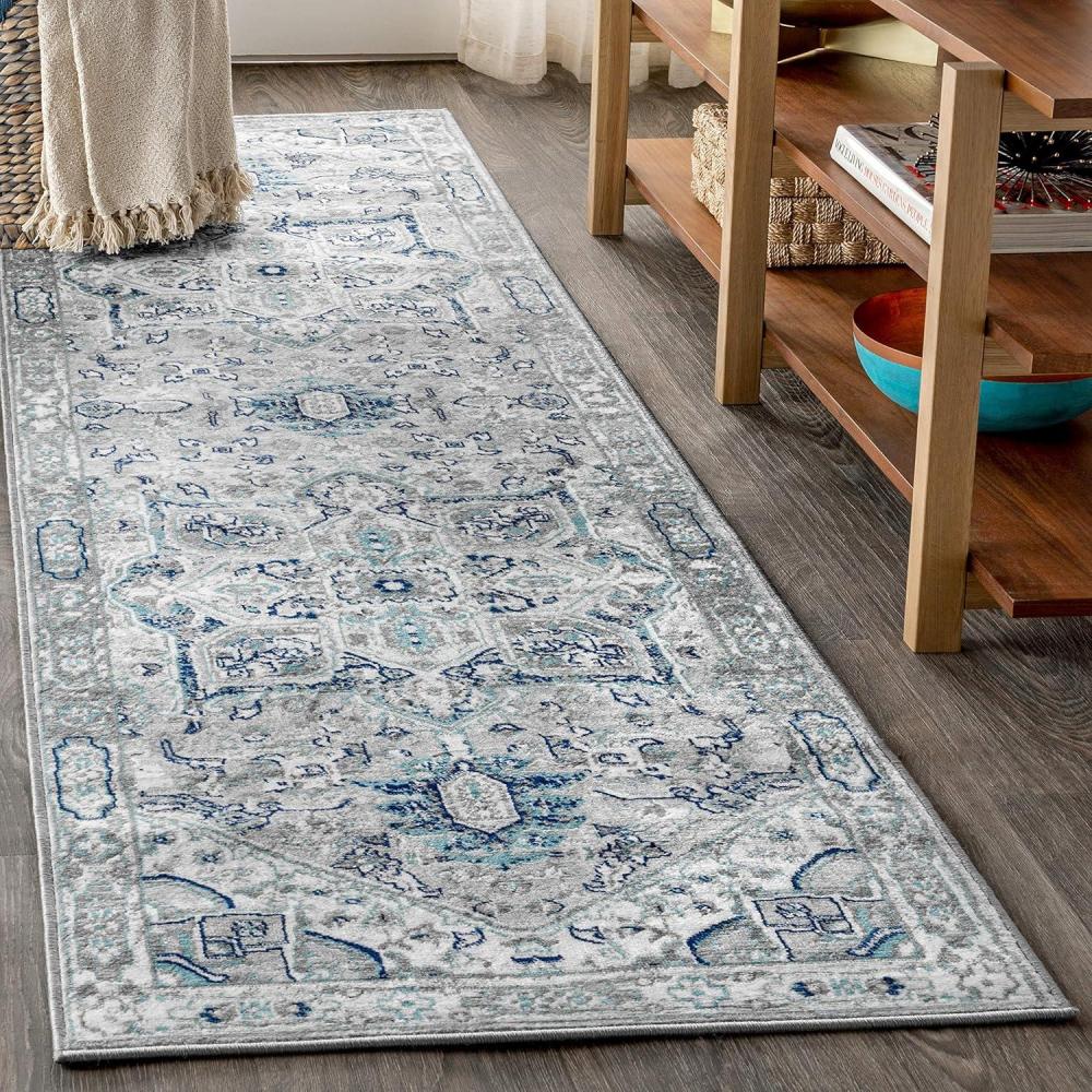 imageJONATHAN Y Modern Vintage Medallion Light GrayNavy Indoor Area Rug 8x10 Country Floral EasyCleaning for Living Room Bedroom Kitchen Pet Friendly NonShedding MDP106B8Light Grey Blue