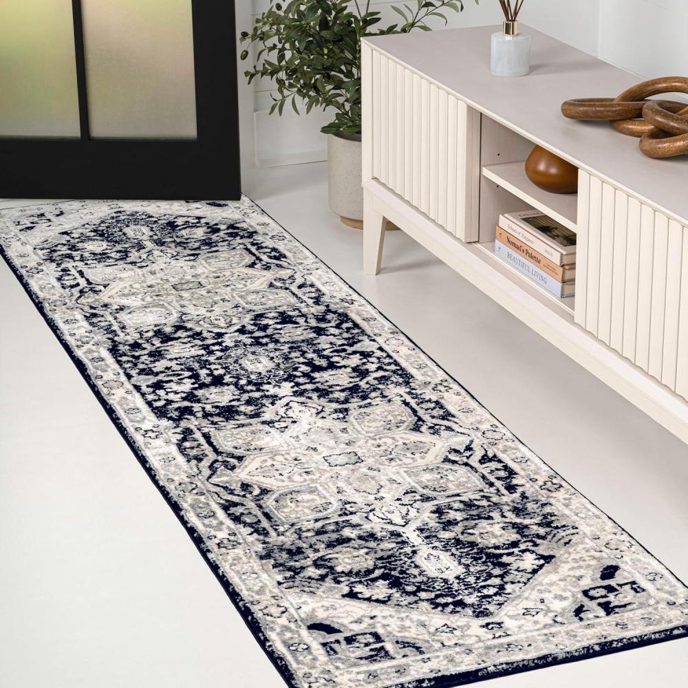imageJONATHAN Y Modern Vintage Medallion Light GrayNavy Indoor Area Rug 8x10 Country Floral EasyCleaning for Living Room Bedroom Kitchen Pet Friendly NonShedding MDP106B8BlackIvory