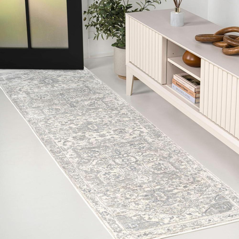 imageJONATHAN Y Modern Vintage Medallion Light GrayNavy Indoor Area Rug 8x10 Country Floral EasyCleaning for Living Room Bedroom Kitchen Pet Friendly NonShedding MDP106B8CreamLight Gray