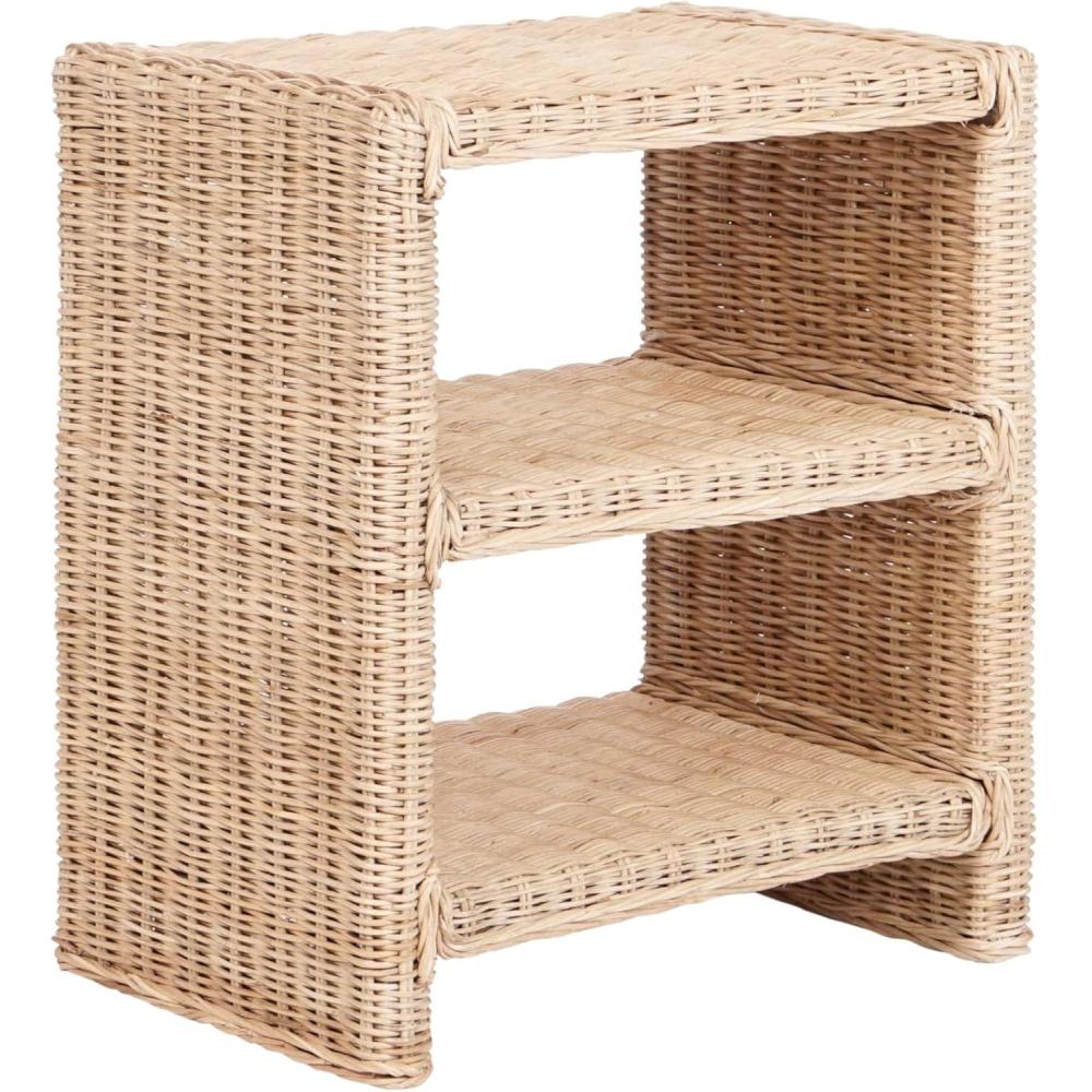 imageJONATHAN Y NST1000A Praerie 22quot Coastal Bohemian RattanWood 3 Tier End Table for Home Living Room Bedroom Guest Room Entryway Natural