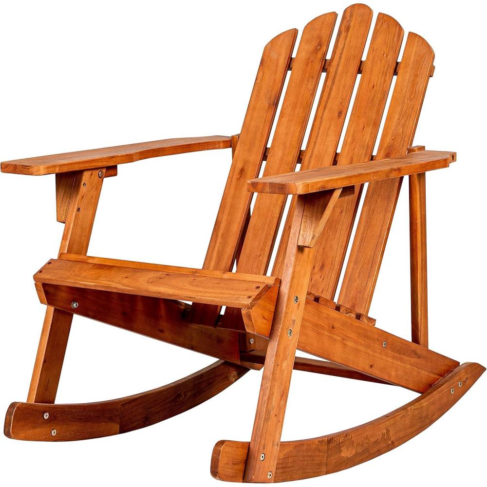 imageJONATHAN Y PAT1000A Kiawah Outdoor Patio Classic Acacia Wood Adirondack Rocking Chair for Garden Lawn Backyard Pool Deck Beach Firepit Light BrownLight Brown