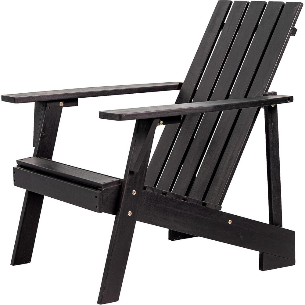 imageJONATHAN Y PAT1001B Irving Outdoor Patio Modern Acacia Wood Adirondack Chair for Garden Lawn Backyard Pool Deck Beach Firepit GrayBlack