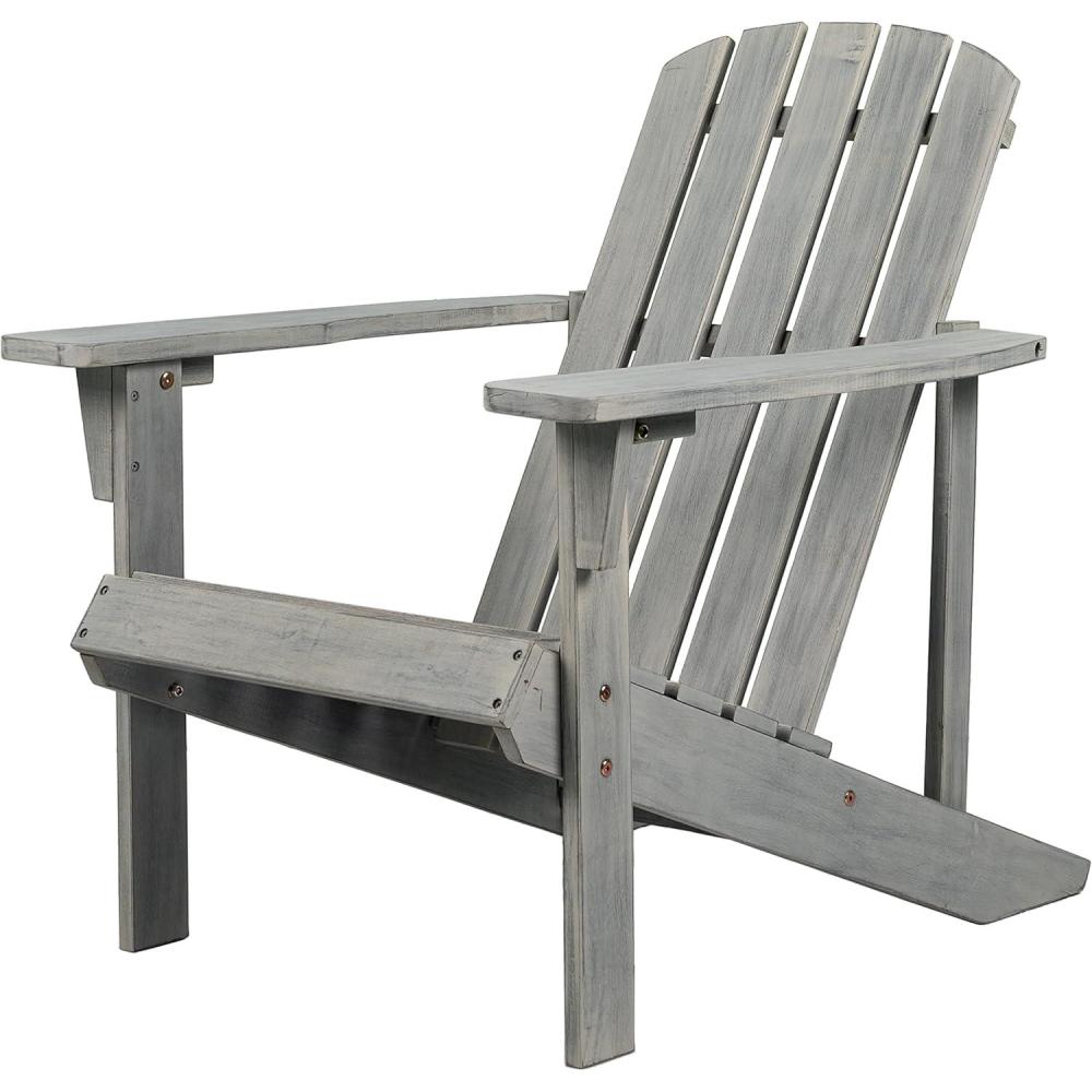 imageJONATHAN Y PAT1002C Westport Outdoor Patio Traditional Acacia Wood Adirondack Chair for Garden Lawn Backyard Pool Deck Beach Firepit Dark BrownGrey