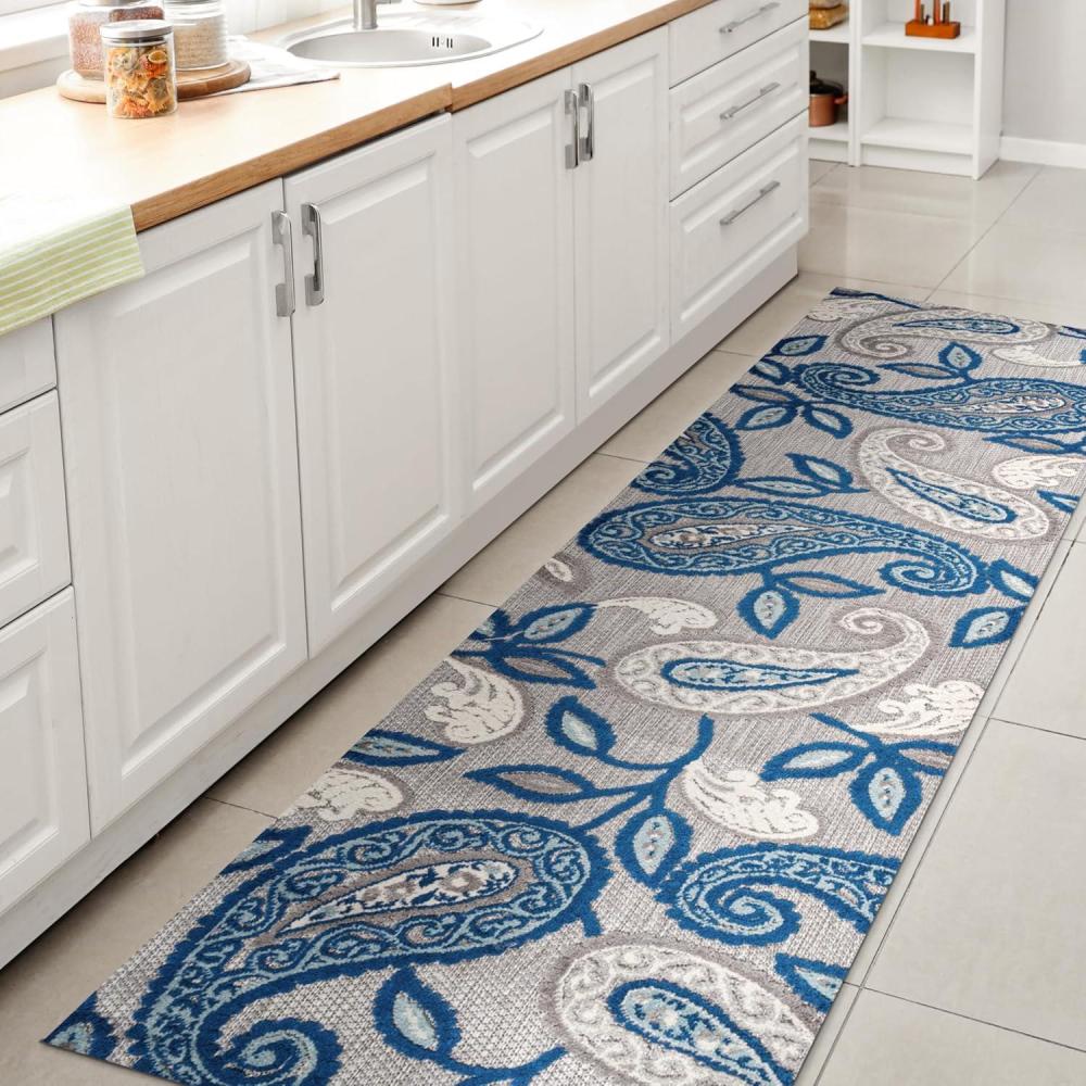 imageJONATHAN Y Paisley HighLow Indoor Outdoor Area Rug 8X10 OrangeBlue Julien for Backyard Patio Porch EasyCleaning High Traffic PetFriendly NonShedding AMC102B8BlueLight Gray