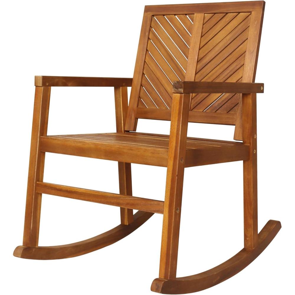 imageJONATHAN Y RCK100A Ned Modern ChevronBack 300Lbs Support Acacia Wood Patio Outdoor Rocking Chair for Garden Lawn Backyard Pool Deck Beach Firepit TeakTeak