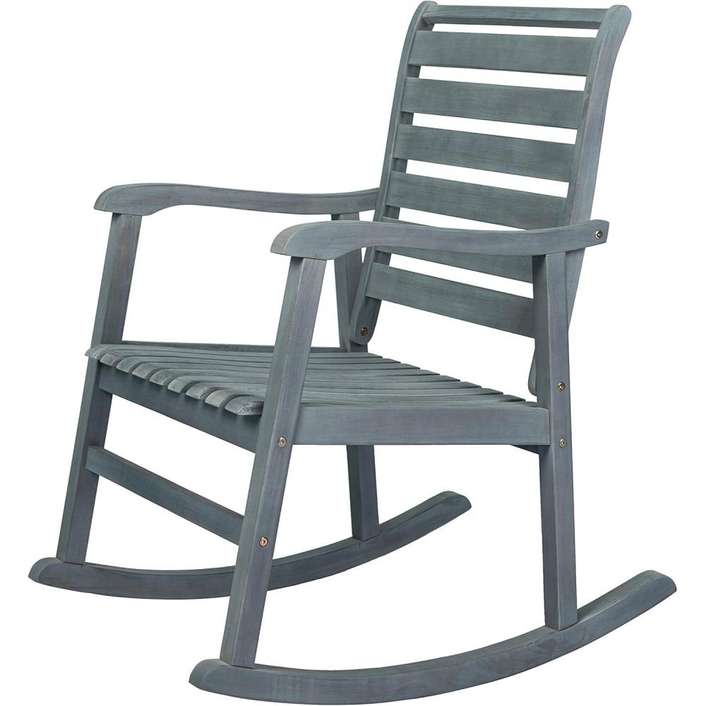 imageJONATHAN Y RCK101B Carey Modern SlatBack 300Lbs Support Acacia Wood Patio Outdoor Rocking Chair for Garden Lawn Backyard Pool Deck Beach Firepit GrayGrey
