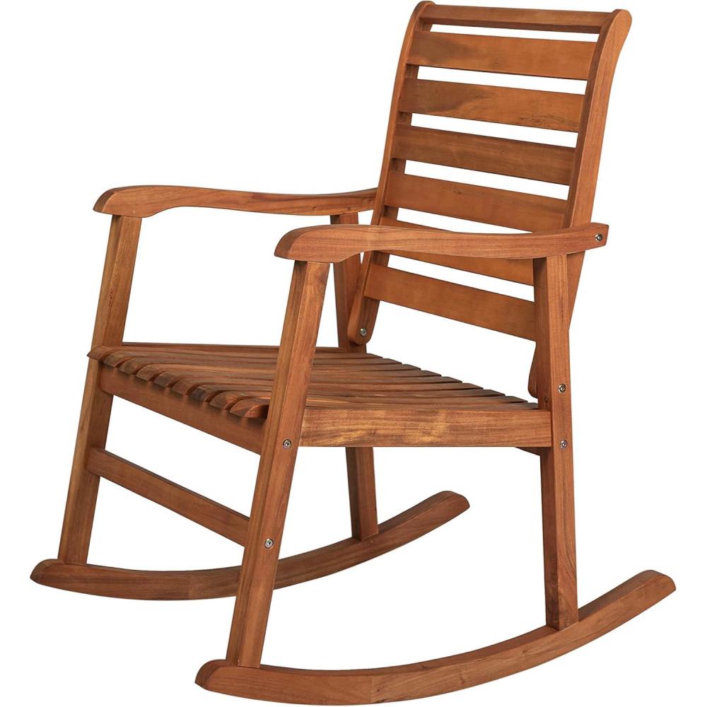 imageJONATHAN Y RCK101B Carey Modern SlatBack 300Lbs Support Acacia Wood Patio Outdoor Rocking Chair for Garden Lawn Backyard Pool Deck Beach Firepit GrayTeak