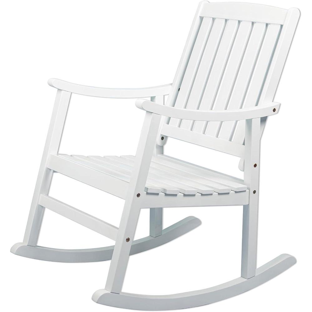 imageJONATHAN Y RCK102B Penny Classic SlatBack 300Lbs Support Acacia Wood Patio Outdoor Rocking Chair for Garden Lawn Backyard Pool Deck Beach Firepit GrayWhite