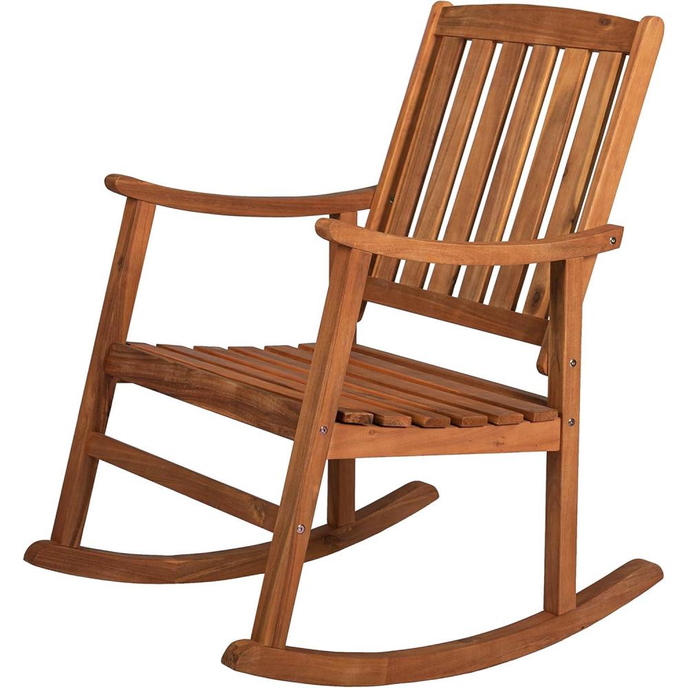imageJONATHAN Y RCK102B Penny Classic SlatBack 300Lbs Support Acacia Wood Patio Outdoor Rocking Chair for Garden Lawn Backyard Pool Deck Beach Firepit GrayTeak