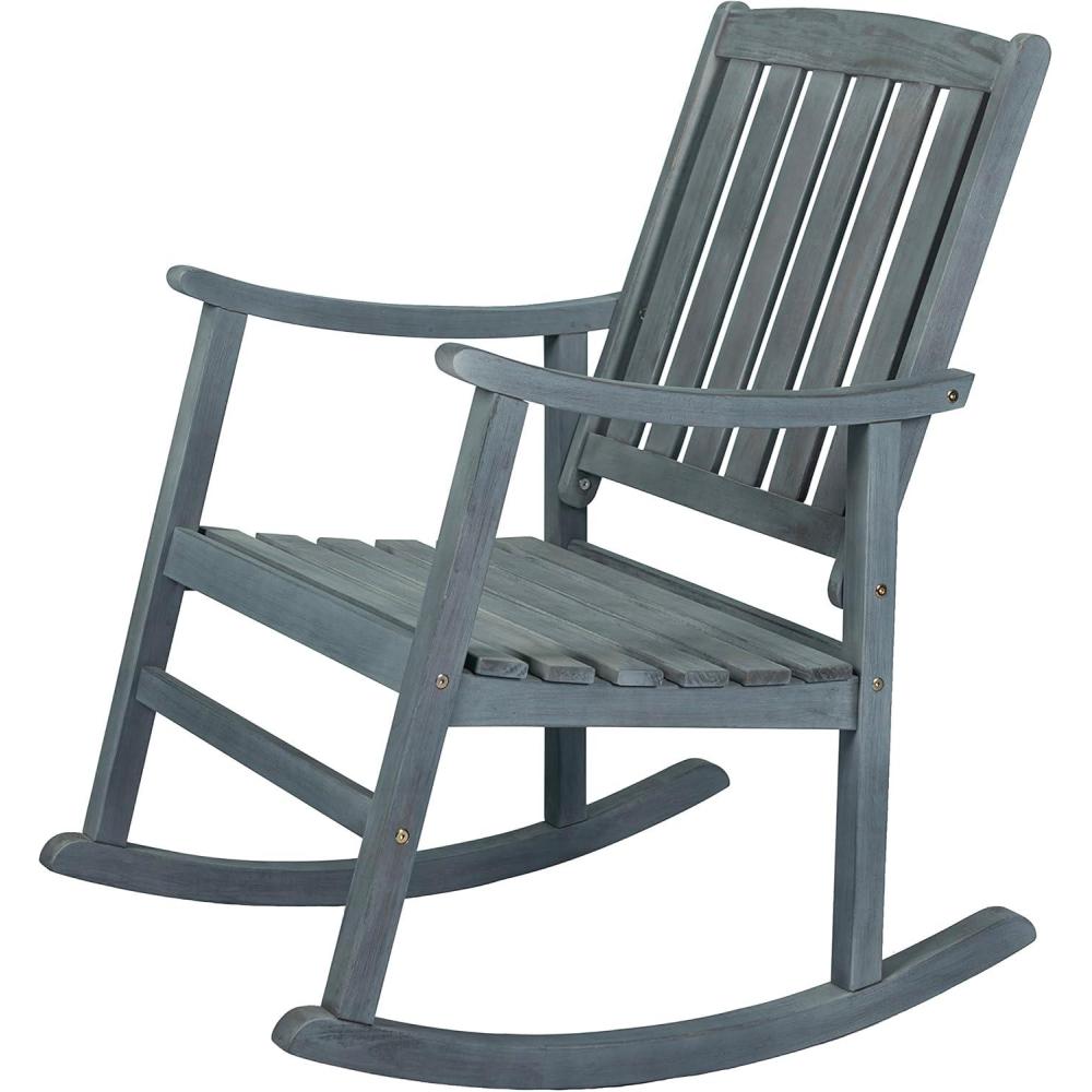 imageJONATHAN Y RCK102B Penny Classic SlatBack 300Lbs Support Acacia Wood Patio Outdoor Rocking Chair for Garden Lawn Backyard Pool Deck Beach Firepit GrayGrey
