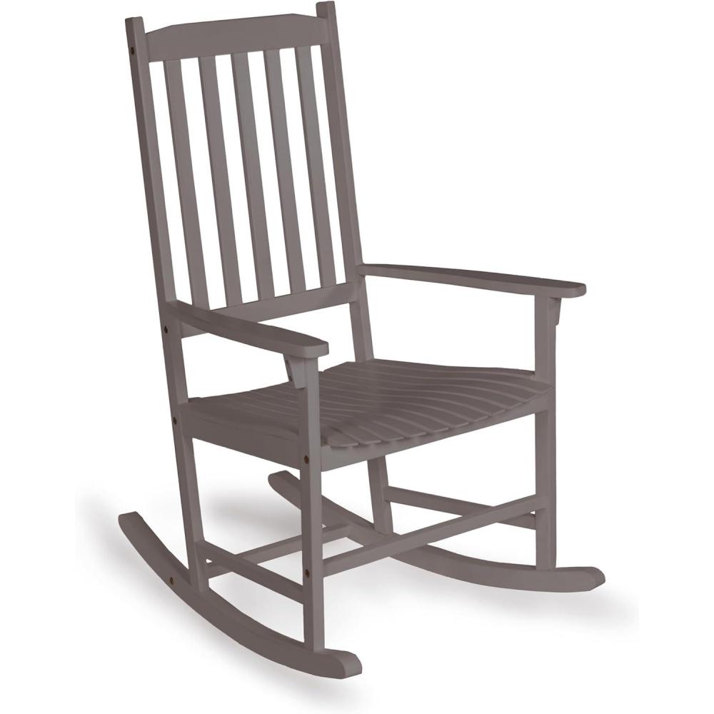 imageJONATHAN Y RCK300D Seagrove Farmhouse Classic SlatBack 350LBS Support Acacia Wood Outdoor Rocking Chair Traditional Coastal Cottage Vintage Shabby Chic AlmondGray Wash