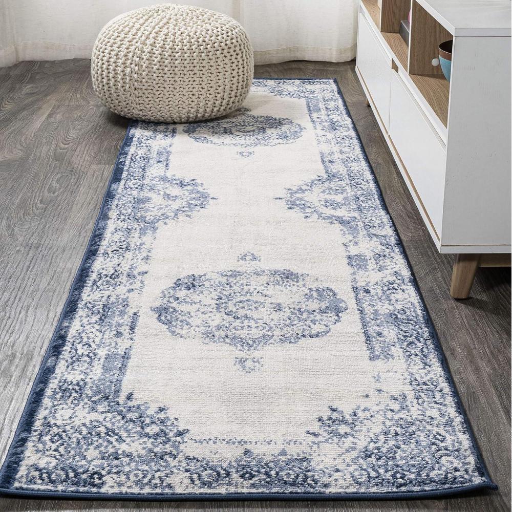 imageJONATHAN Y Rosalia Cottage Medallion NavyIvory Indoor Area Rug 8x10 Vintage Bohemian EasyCleaning for Living Room Bedroom Kitchen Pet Friendly NonShedding MDP403D8Dark BlueIvory