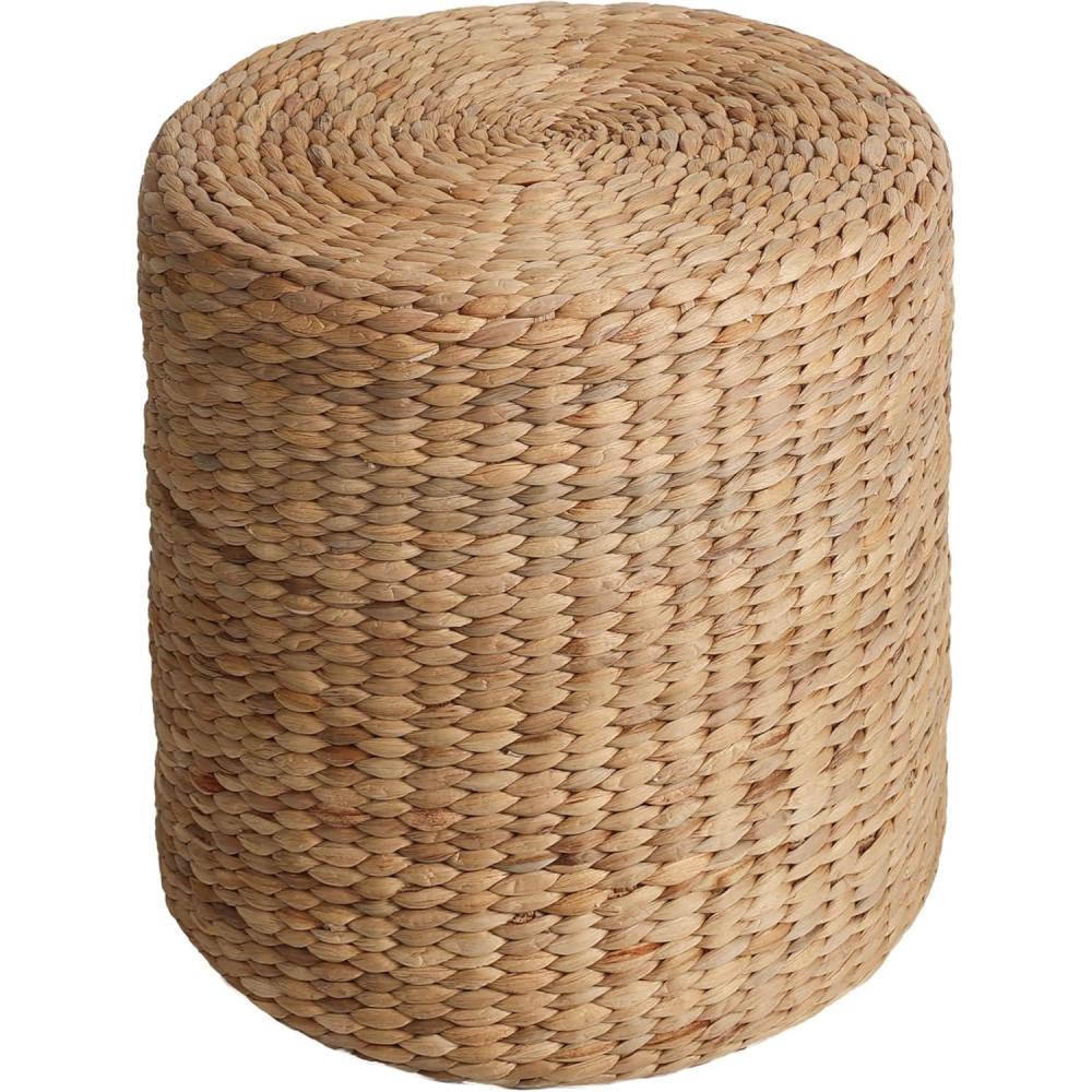 imageJONATHAN Y SSL1004A Zoey 185quot Modern Coastal HandWoven Hyacinth Stool for Living Room Bedroom Entryway Foyer Natural