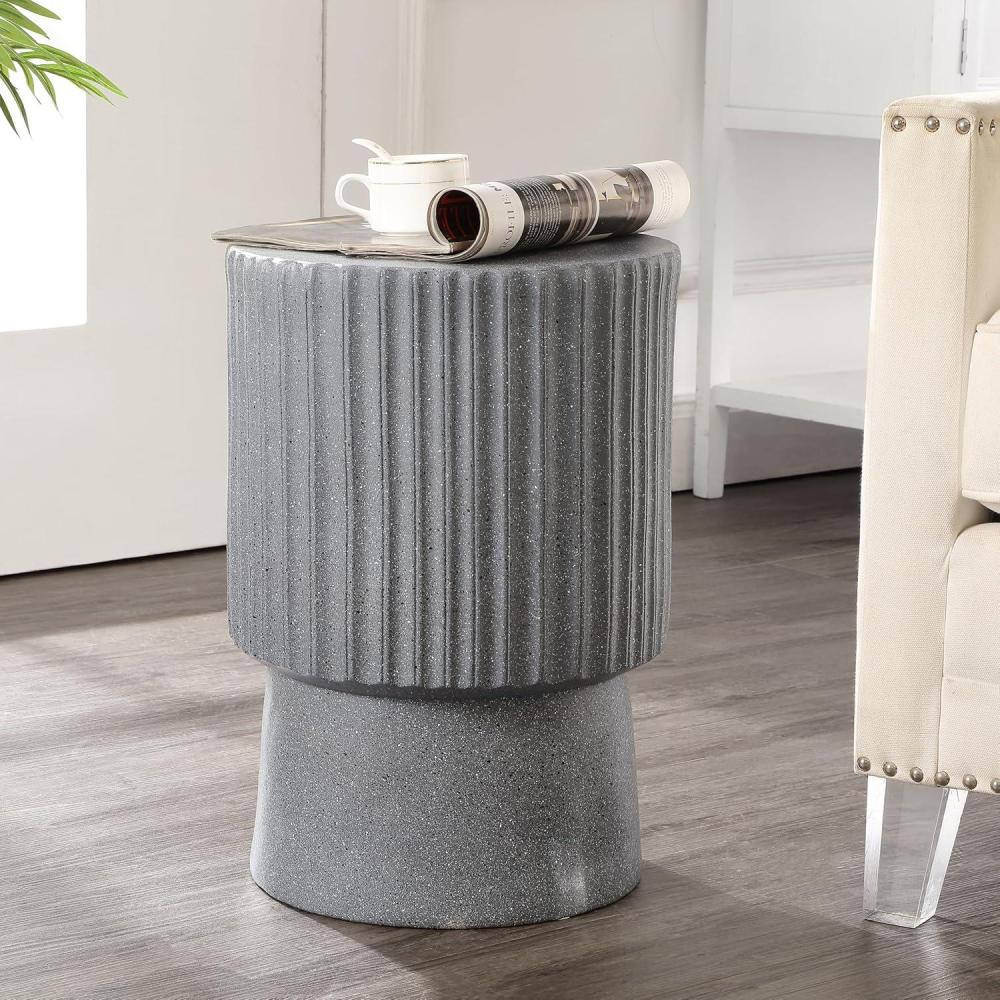 imageJONATHAN Y TBL1102C Louisa 19quot Modern Art Deco Tambour IndoorOutdoor Accent Table Art Deco Minimalist Contemporary Bohemian MidCentury Patio Garden Bathroom Living Room Pink Terrazzo FinishGray Terrazzo Finish