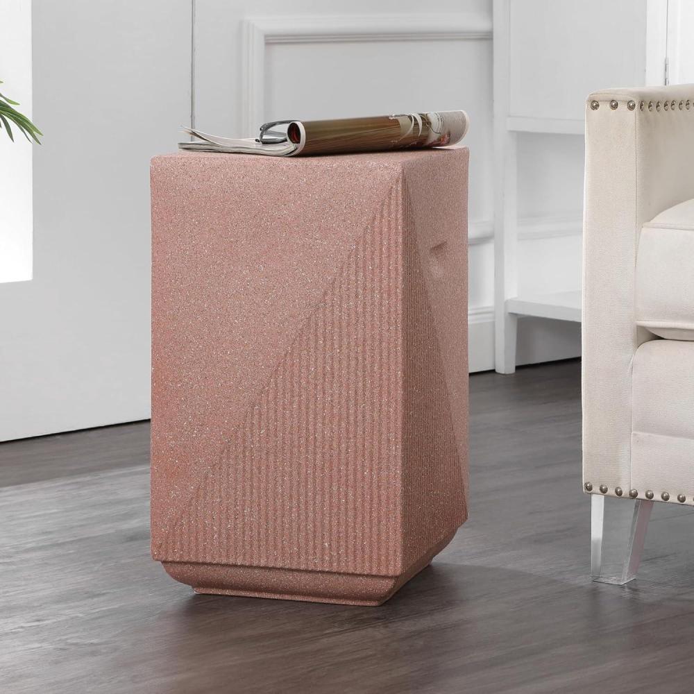 imageJONATHAN Y TBL1104C Adrian 2075quot Contemporary Minimalist Square IndoorOutdoor Accent Table Modern MidCentury Art Deco Contemporary Patio Garden Bathroom Living Room Pink Terrazzo FinishPink Terrazzo Finish