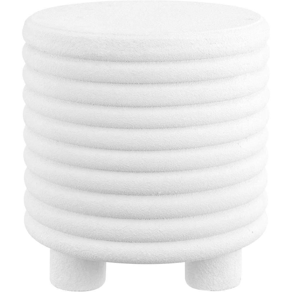 imageJONATHAN Y TBL1107B Evans 18quot Minimalist Modern 3Legged Drum IndoorOutdoor Accent Table Contemporary MidCentury Art DecoBohemian Patio Garden Bathroom Living Room White FrostedWhite Frosted