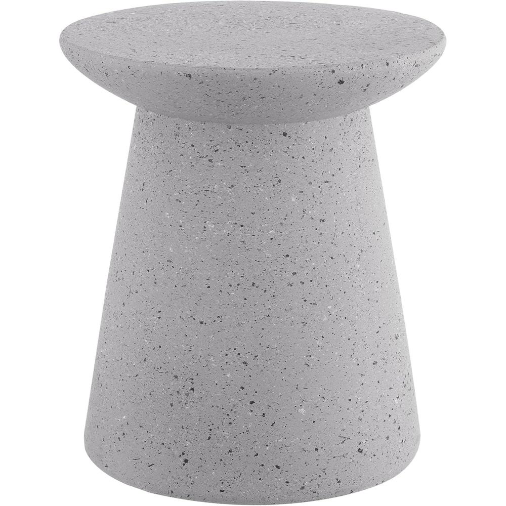 imageJONATHAN Y TBL1108A Hollie 18quot Minimalist Modern Drum IndoorOutdoor Accent Table Pedestal Contemporary MidCentury Art Deco Bohemian Patio Garden Room Bathroom Living Room White FrostedGray Terrazzo Finish