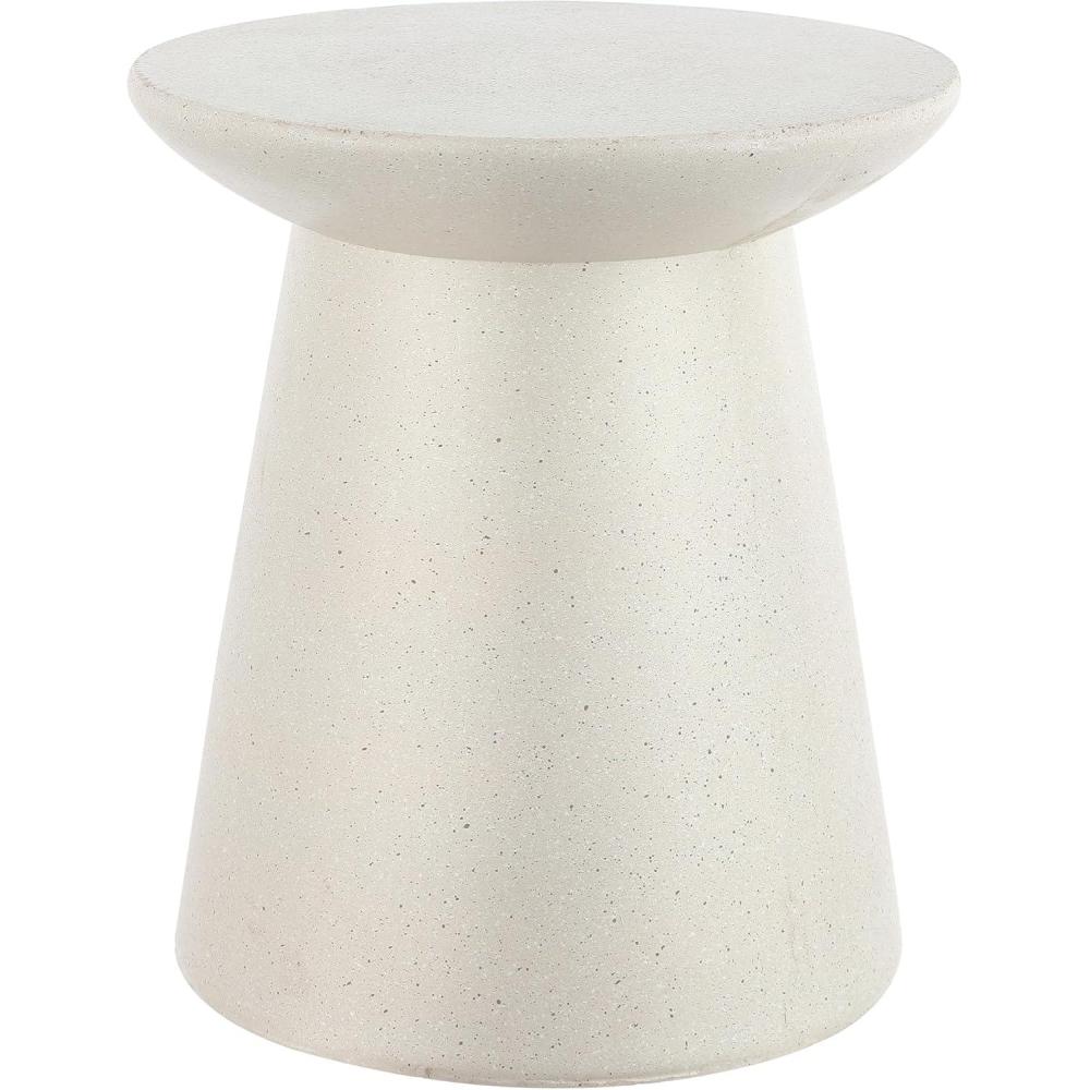 imageJONATHAN Y TBL1108A Hollie 18quot Minimalist Modern Drum IndoorOutdoor Accent Table Pedestal Contemporary MidCentury Art Deco Bohemian Patio Garden Room Bathroom Living Room White FrostedCream Terrazzo Finish