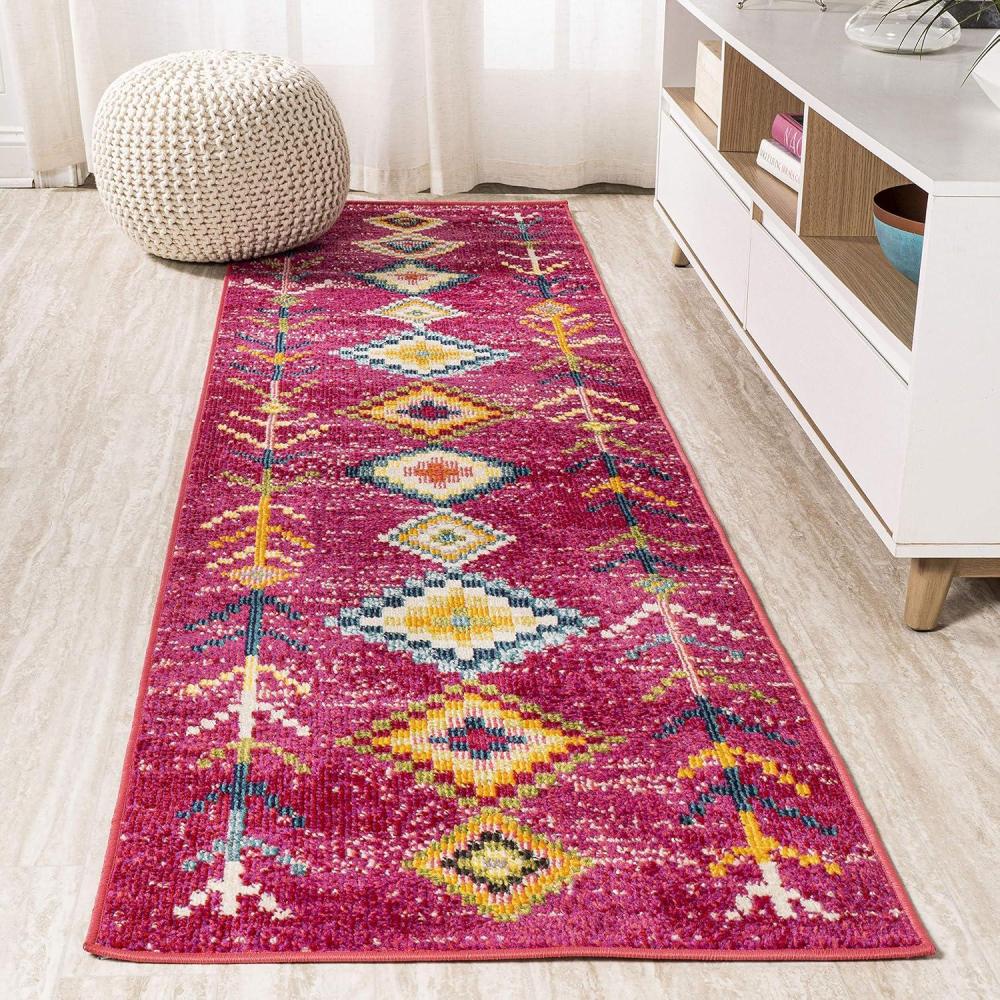 imageJONATHAN Y Tribal Love Geometric Dark BlueMulti Indoor Area Rug 8x10 Bohemian Casual EasyCleaning for Living Room Bedroom Kitchen Pet Friendly NonShedding MOH105A8Pink multi