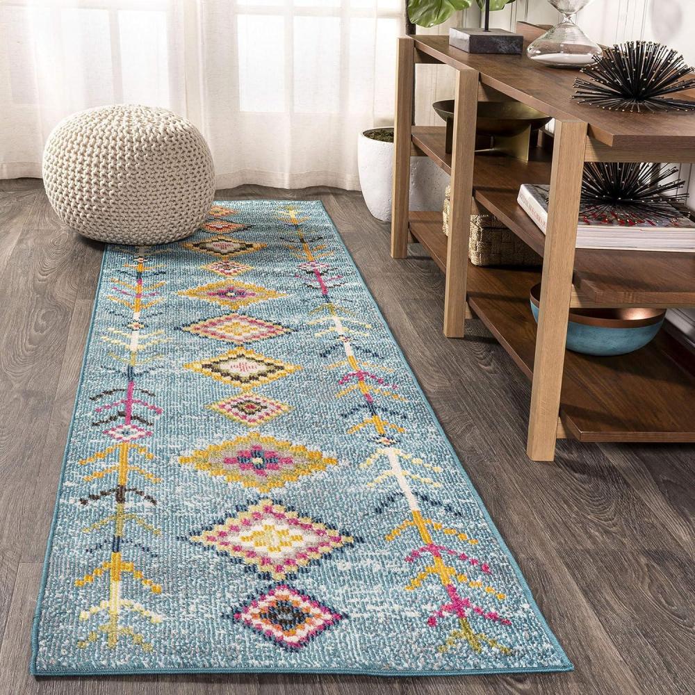imageJONATHAN Y Tribal Love Geometric Dark BlueMulti Indoor Area Rug 8x10 Bohemian Casual EasyCleaning for Living Room Bedroom Kitchen Pet Friendly NonShedding MOH105A8Light Blue multi
