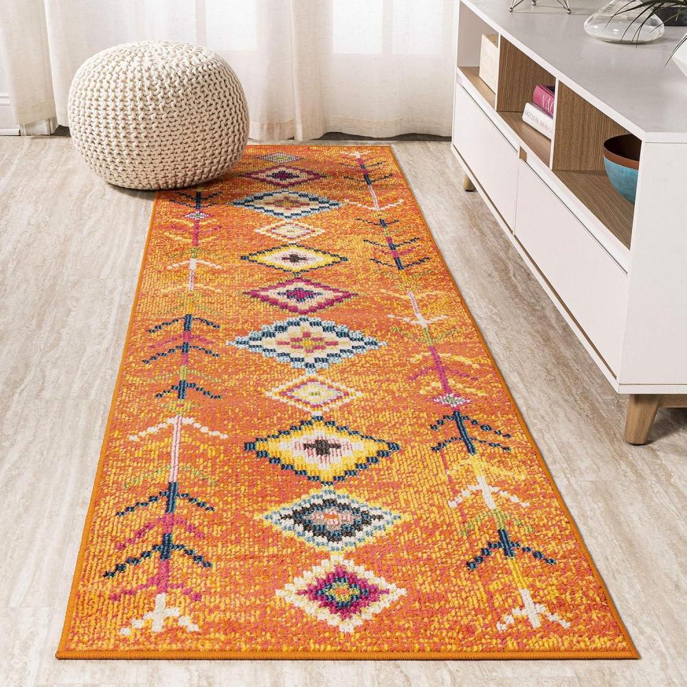 imageJONATHAN Y Tribal Love Geometric Dark BlueMulti Indoor Area Rug 8x10 Bohemian Casual EasyCleaning for Living Room Bedroom Kitchen Pet Friendly NonShedding MOH105A8Orange multi