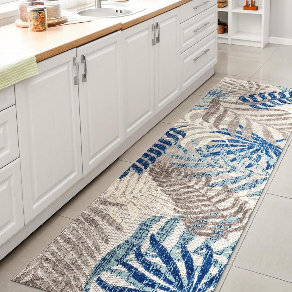 imageJONATHAN Y Tropics Palm Leaves Indoor Outdoor Area Rug 4X6 GrayBlue Boho for Backyard Patio Porch EasyCleaning High Traffic PetFriendly NonShedding AMC100A4GrayBlue