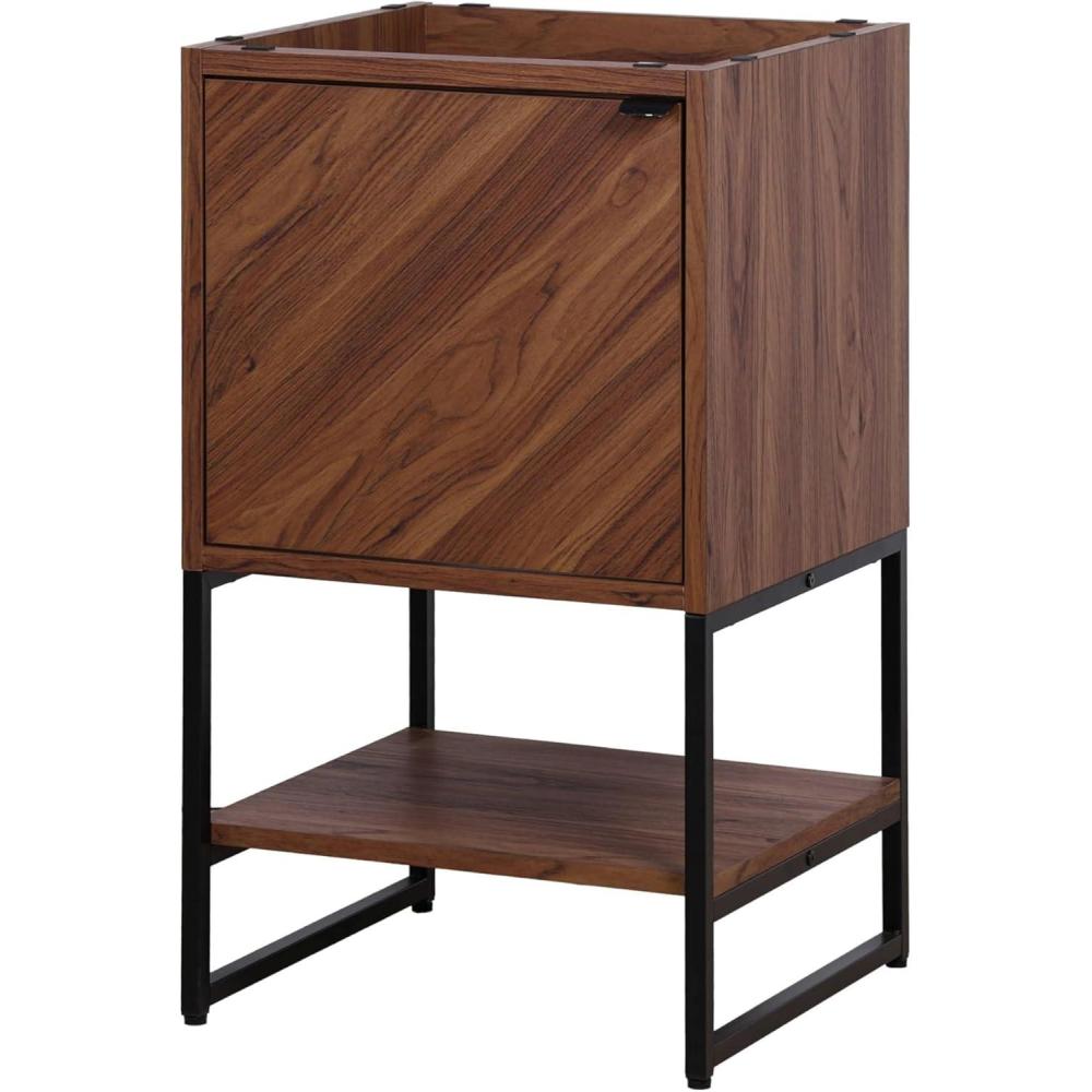 imageJONATHAN Y VAN1015A Juhl 35 in W x 18 in D x 33 in H ChevronFront Modern Minimalist 2Shelf Bathroom Vanity Cabinet Only with Soft Closing Doors Sink Basin Not Included OakWalnut