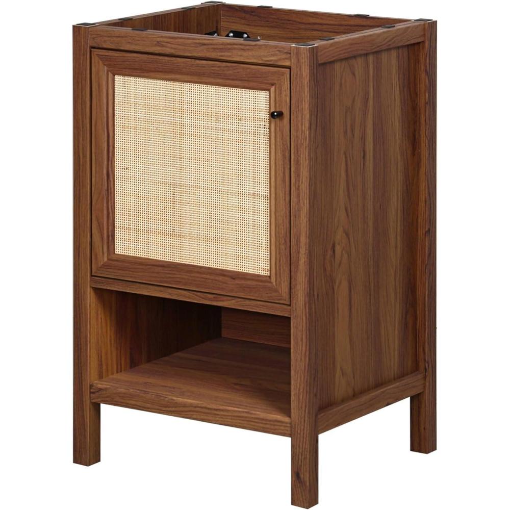 imageJONATHAN Y VAN1024B Jasper 30 in W x 18 in D x 33 in H Rattan Modern Coastal 2Shelf Bathroom Vanity Cabinet Only with Soft Closing Doors Sink Basin Not Included WalnutWalnut