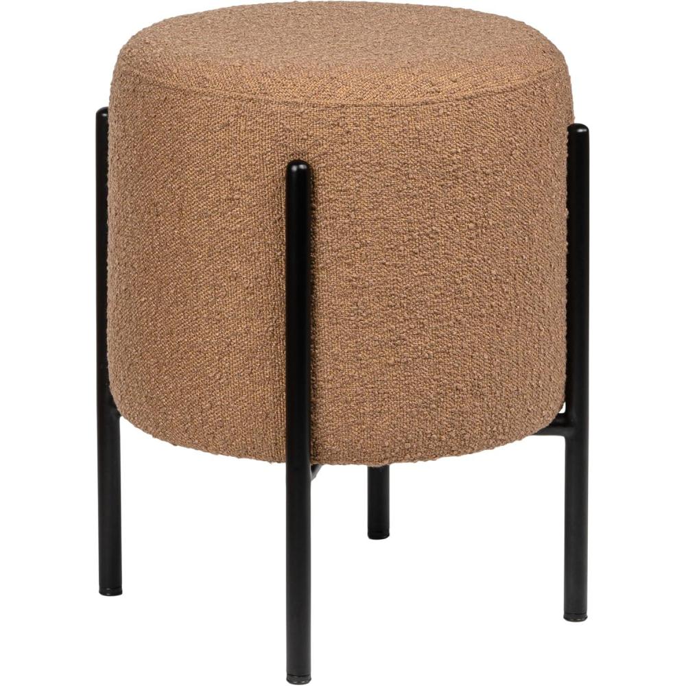 imageJONATHAN Y VSL2000C Silvia 185quot Modern Minimalist Round Backless MetalBoucl Cushioned Vanity Stool for Home Vanity Makeup Living Room Bedroom BrownBlackBrown