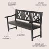 JONATHAN Y BNH100B Sloane 59.1″ 3-Seat Ogee Diamond-Back 600-Lbs Support Acacia Wood Outdoor Garden Patio Bench for Garden, Lawn, Backyard, Pool, Deck, Beach, Firepit, Gray(Black)