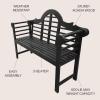 JONATHAN Y BNH103A Lutyens 51.2″ 3-Seat Arched 600-Lbs Support Acacia Wood Outdoor Garden Patio Bench for Garden, Lawn, Backyard, Pool, Deck, Beach, Firepit, Teak(Black)