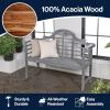 JONATHAN Y BNH103A Lutyens 51.2″ 3-Seat Arched 600-Lbs Support Acacia Wood Outdoor Garden Patio Bench for Garden, Lawn, Backyard, Pool, Deck, Beach, Firepit, Teak(Grey)
