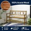 JONATHAN Y BNH104A Apollo 51.2″ 3-Seat Circle-Back 600-Lbs Support Acacia Wood Outdoor Garden Patio Bench for Garden, Lawn, Backyard, Pool, Deck, Beach, Firepit, Teak(Teak)