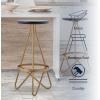 JONATHAN Y BSL1000D Spiroa 30″ Modern Industrial Metal Backless Circular Bar Stool for Home, Kitchen, Dining Room, Workspaces, Cafes and Resturants, White Seat with Gold Frame(Black)