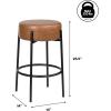 JONATHAN Y BSL2000A Paola 30″ Modern Minimalist Round Backless Metal/Vegan Leather Cushioned Bar Stool for Home, Kitchen, Dining Room, Workspaces, Caramel Brown/Black(Caramel Brown)