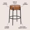 JONATHAN Y BSL2000A Paola 30″ Modern Minimalist Round Backless Metal/Vegan Leather Cushioned Bar Stool for Home, Kitchen, Dining Room, Workspaces, Caramel Brown/Black(Caramel Brown)