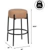 JONATHAN Y BSL2000A Paola 30″ Modern Minimalist Round Backless Metal/Vegan Leather Cushioned Bar Stool for Home, Kitchen, Dining Room, Workspaces, Caramel Brown/Black(Brown)