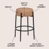 JONATHAN Y BSL2000A Paola 30″ Modern Minimalist Round Backless Metal/Vegan Leather Cushioned Bar Stool for Home, Kitchen, Dining Room, Workspaces, Caramel Brown/Black(Brown)