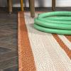 JONATHAN Y Border Stripe Indoor Outdoor Area Rug 8X10 Orange/Dark Gray, James Modern for Backyard, Patio, Porch, Easy-Cleaning, High Traffic, Pet-Friendly, Non-Shedding (SMB201A-8)(Orange/Cream)