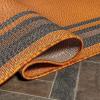 JONATHAN Y Border Stripe Indoor Outdoor Area Rug 8X10 Orange/Dark Gray, James Modern for Backyard, Patio, Porch, Easy-Cleaning, High Traffic, Pet-Friendly, Non-Shedding (SMB201A-8)(Orange/Dark Gray)