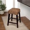 JONATHAN Y CSL1101A Maui 25.5″ Rustic Bohemian Hyacinth/Wood Backless Counter Stool for Home, Kitchen, Dining Room, Workspaces, Cafes and Resturants, Brown Wash Woven Seat with Natural Wood Frame(Dark Brown)